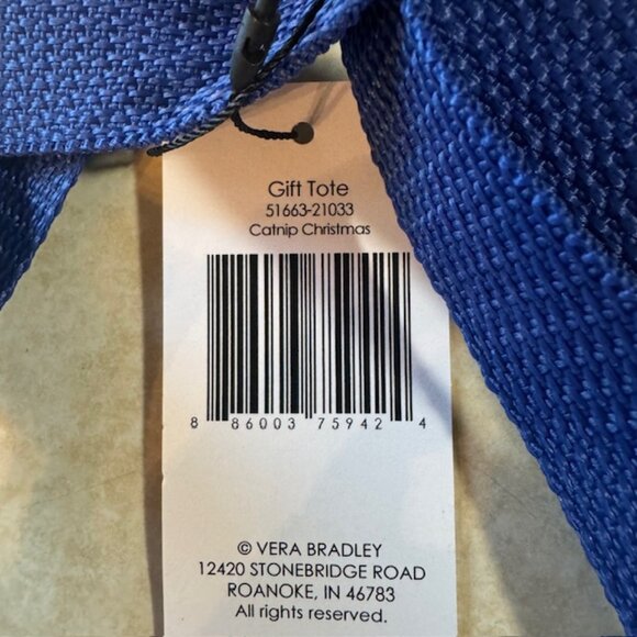 NWT Vera Bradley CATNIP CHRISTMAS Reusable Cat Market Tote - Picture 4 of 4